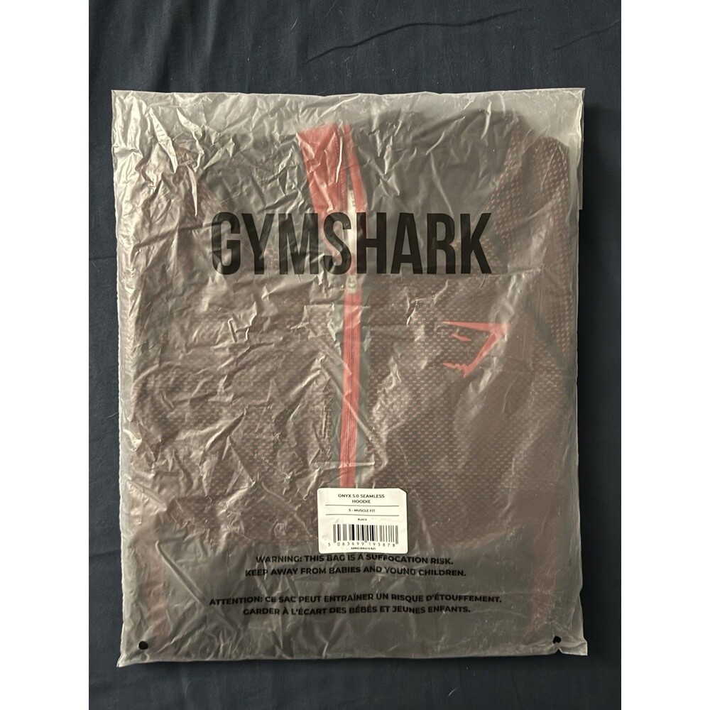 Size Small Men's Gym Shark Onyx 5.0 V5 Carmine Red / Black Seamless Hoodie New